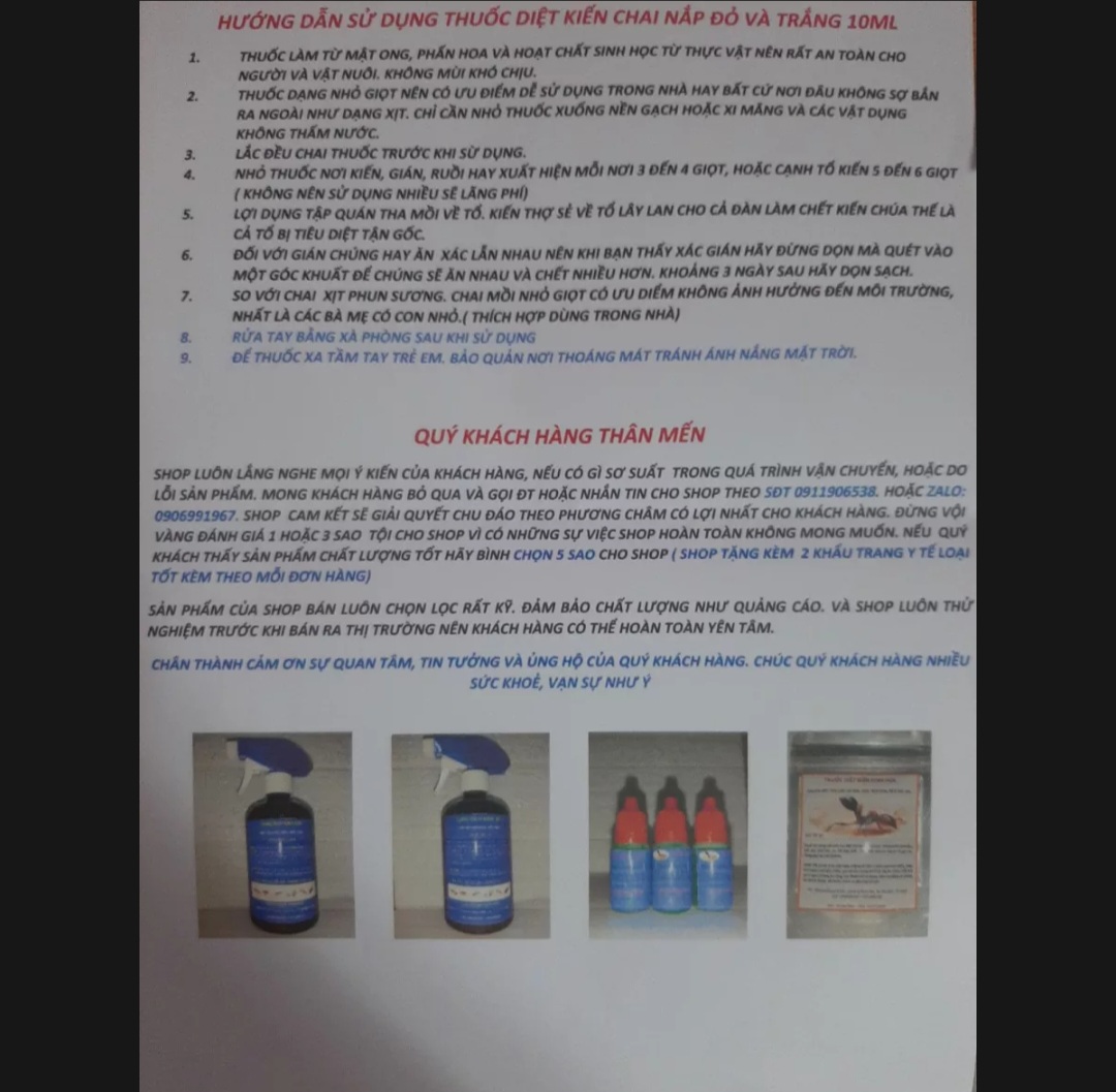 Thuốc diệt kiến chai 10ml