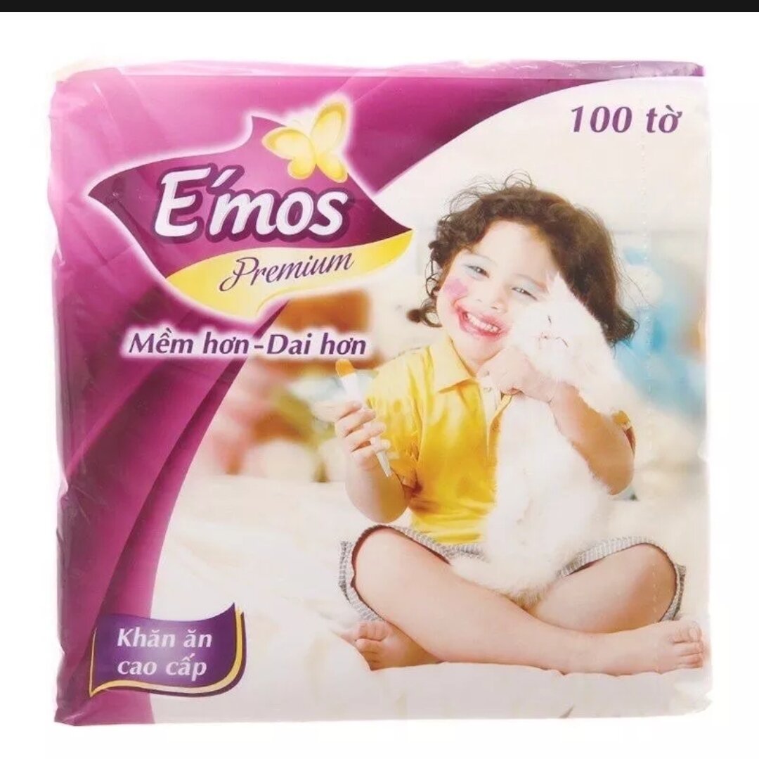 Combo 5 gói Khăn Giấy Vuông Emos gói 100 tờ