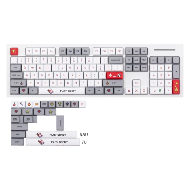 Keycaps PBT XDA Mario Grey White 104+22