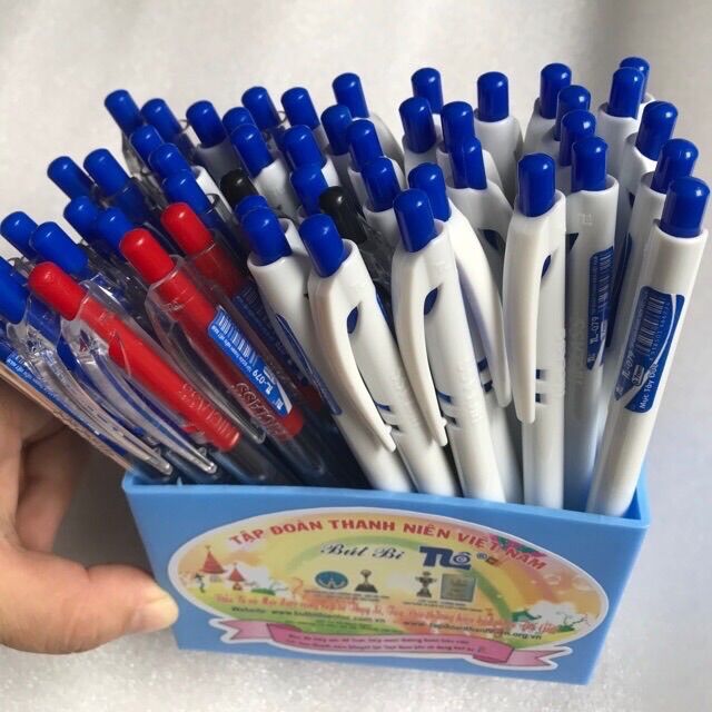 Set 10 Cây Bút Bi Xanh, Mực êm, Bi Kệ (nét: 0.7mm)