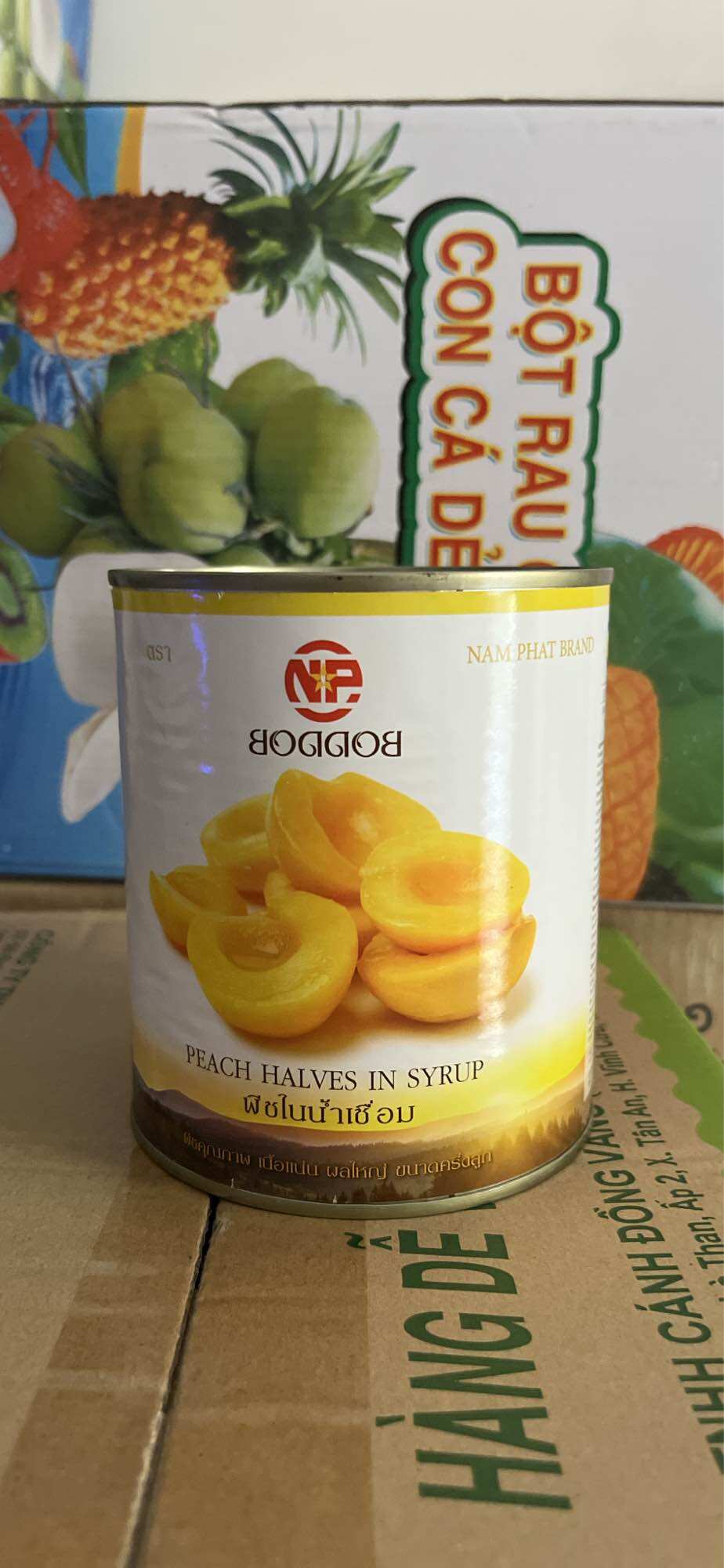 Trái Đào Ngâm Nước Đường Thái Lan lon 820gr