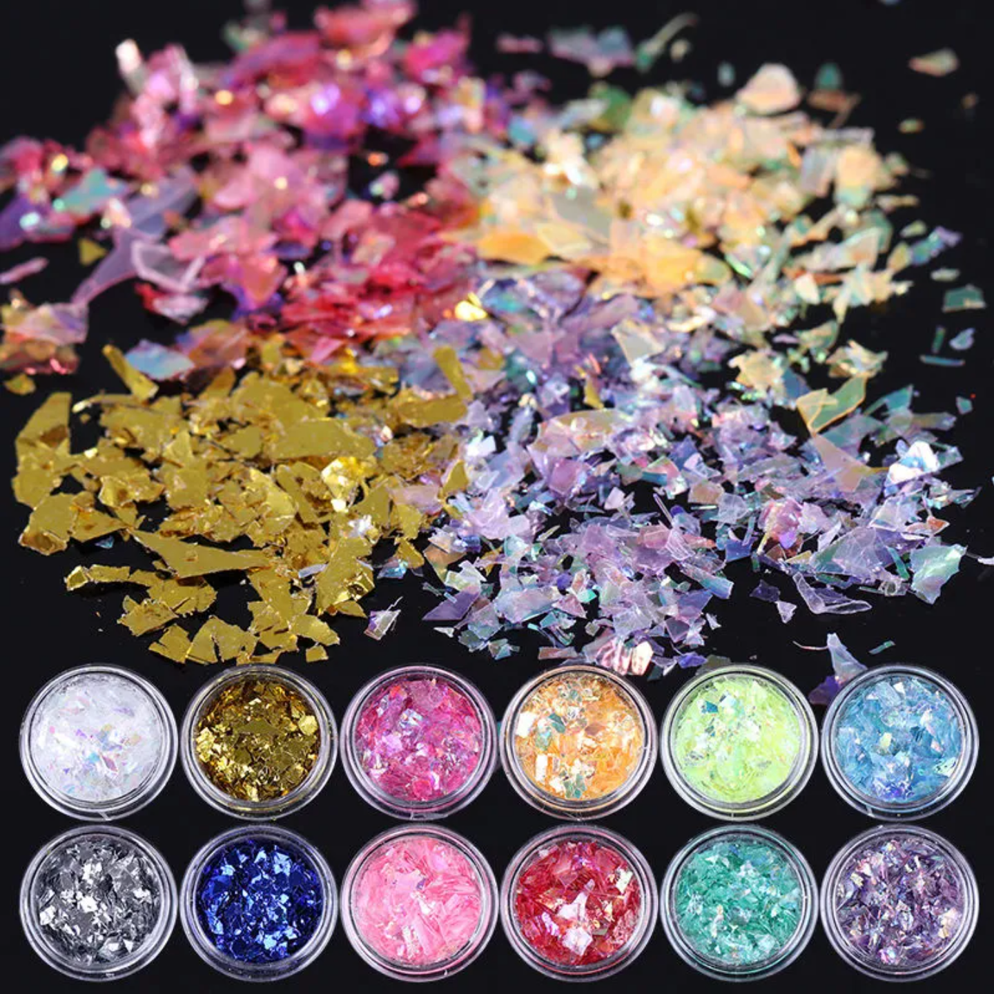 Set xà cừ giấy 12 màu trang trí móng tay nail