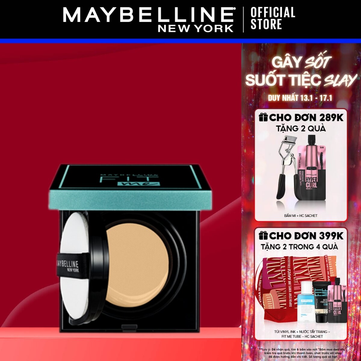 Phấn Nước Mịn Nhẹ Kiềm Dầu Fit Me Matte+Poreless Cushion Maybelline New York 100g