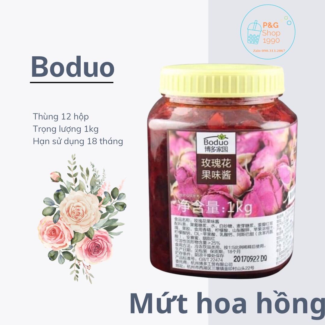 Mứt hoa hồng Boduo hộp 1kg