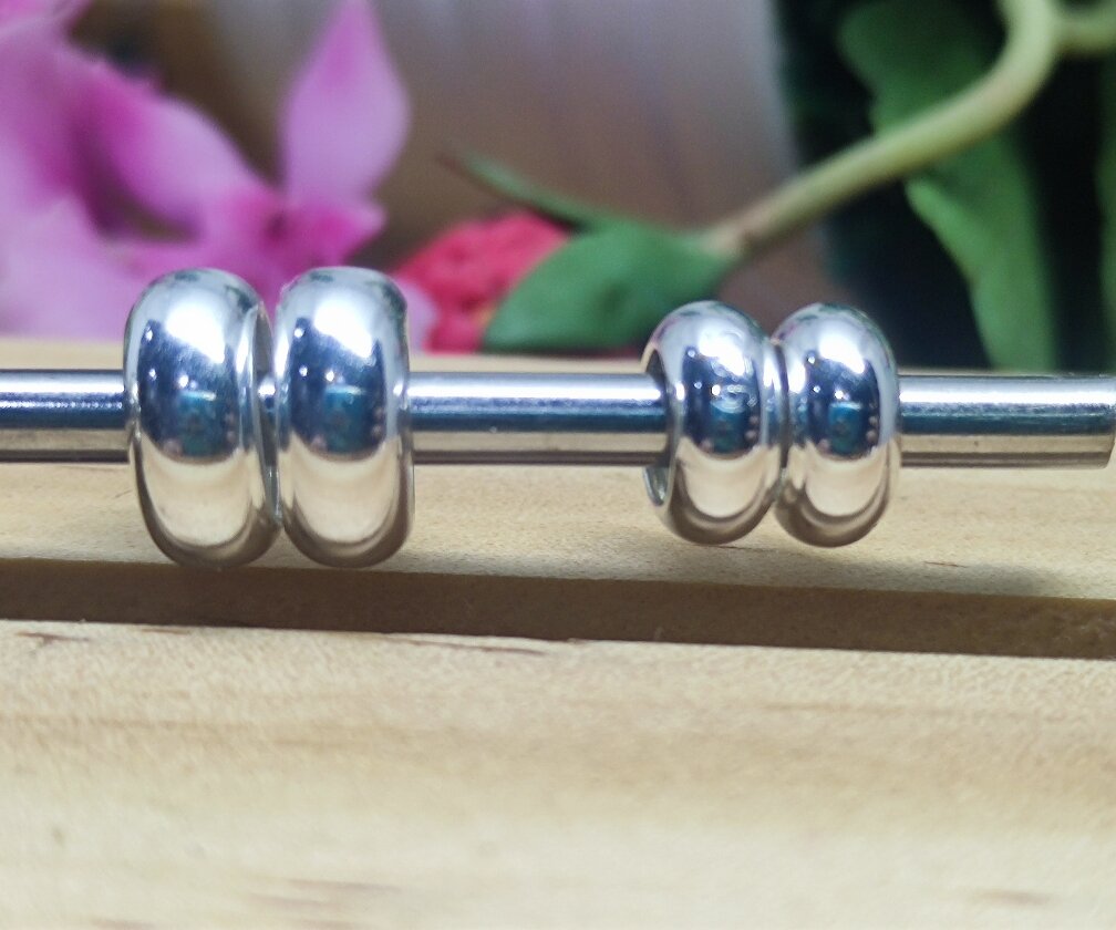 GauBee Charm bạc 925 chặn/ stopper trơn vừa các loại vòng charm