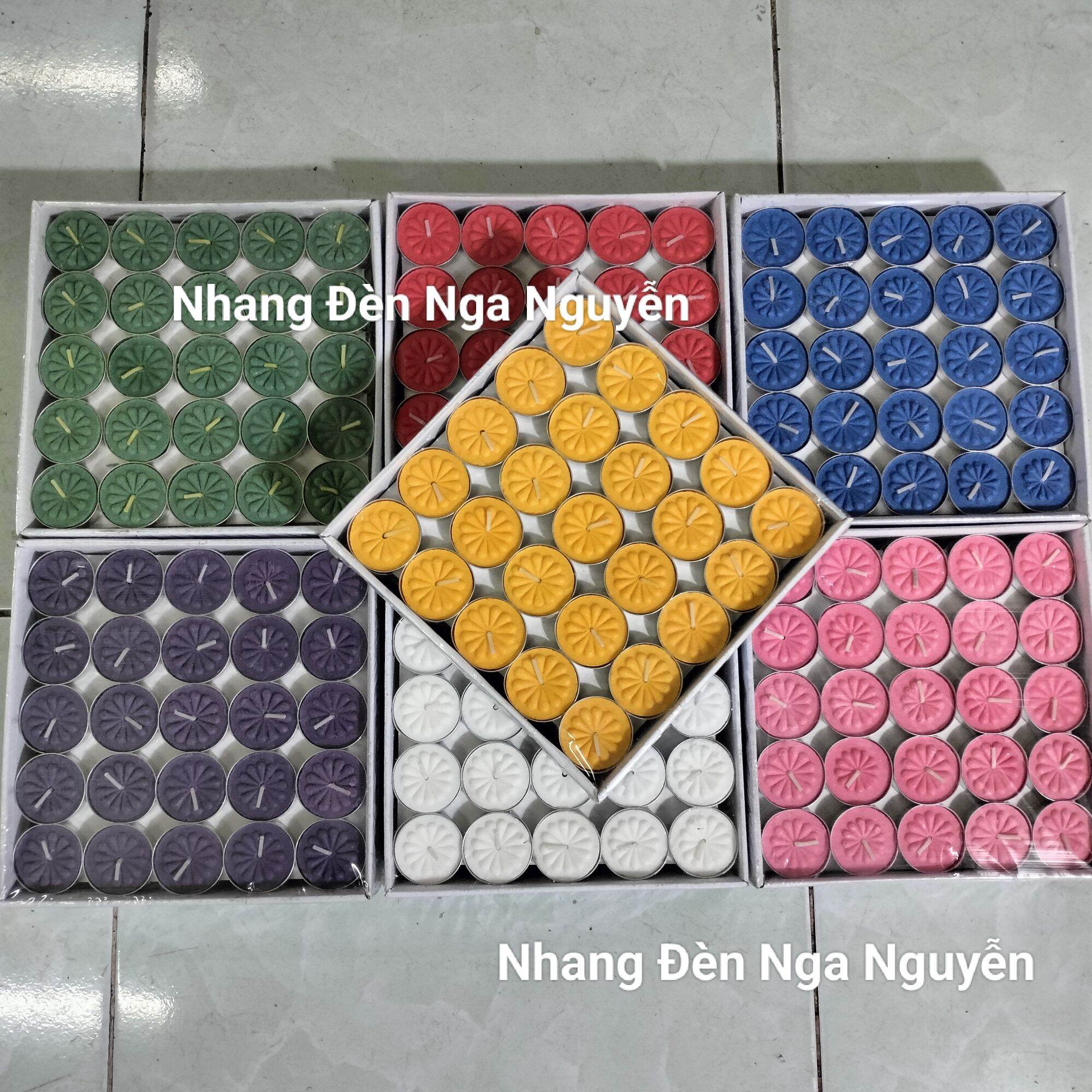 (Combo 14 viên)Nến Tealight Hoa Mai cháy 2 giờ 7 sắc màu