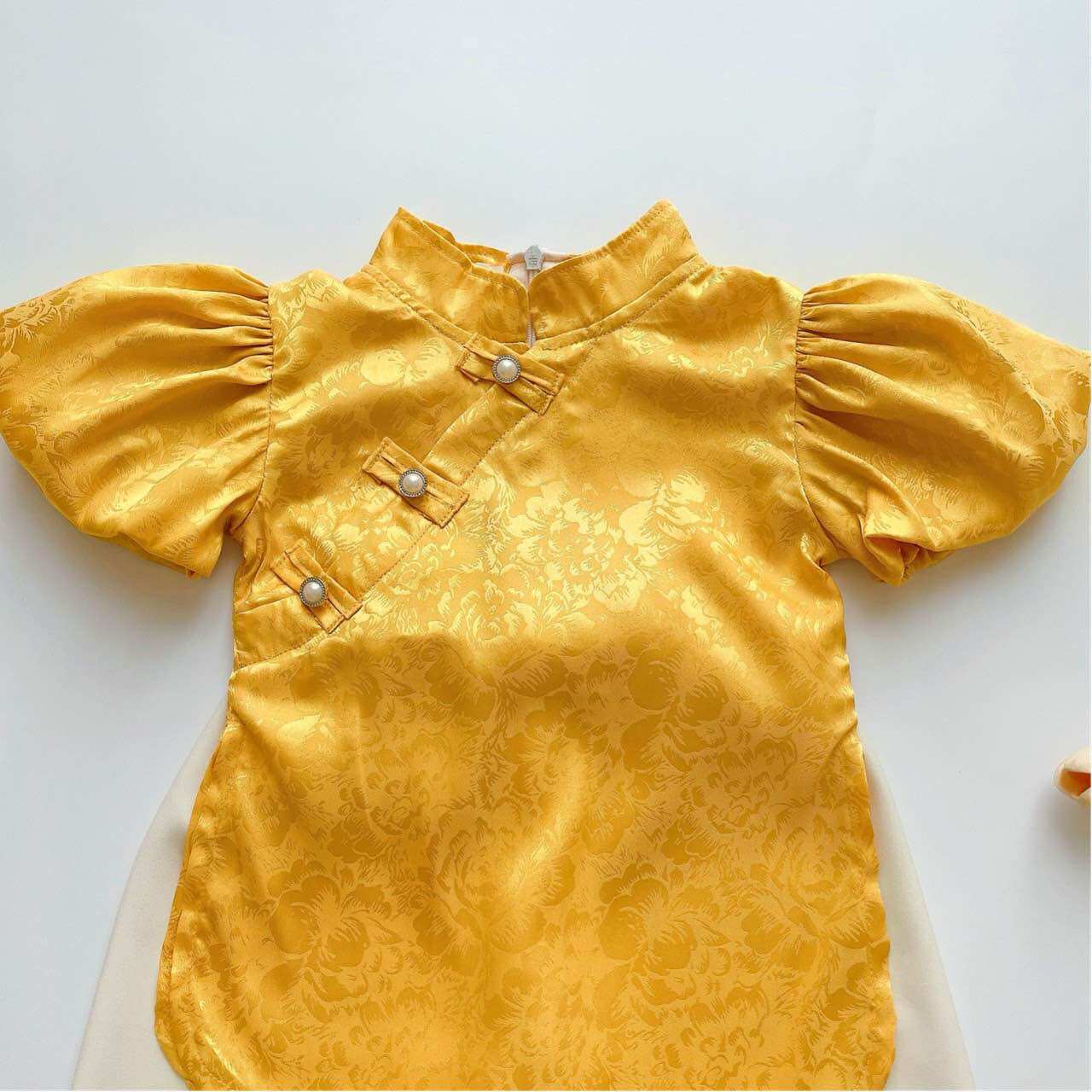 (4-28kg) Bộ Bà Ba Cổ Tàu NHÍM XÙ KIDS Cho Bé Gái Chất Gấm Lụa S032