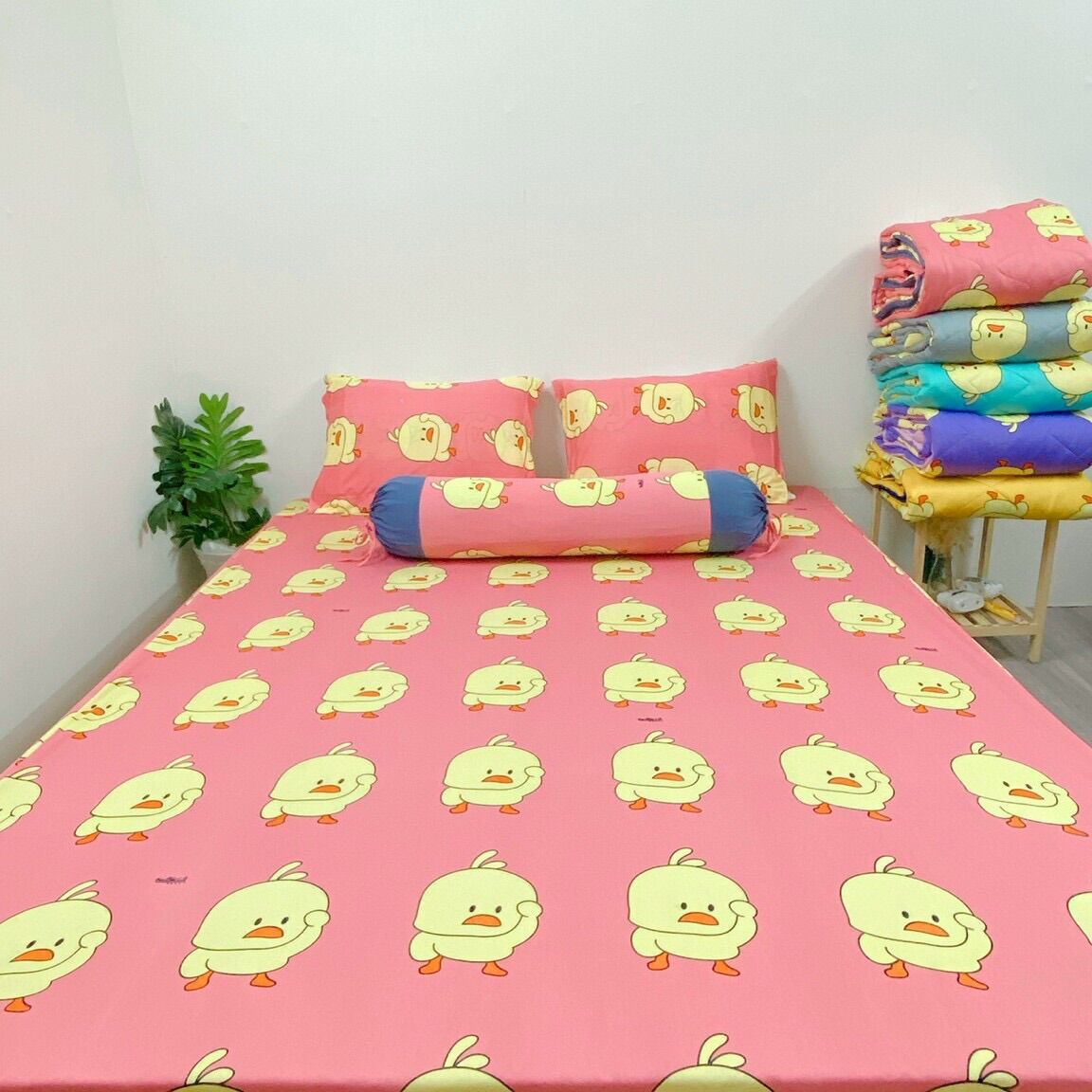 Bộ ga trải giường 4 món drap áo gối thun lạnh hàn quốc