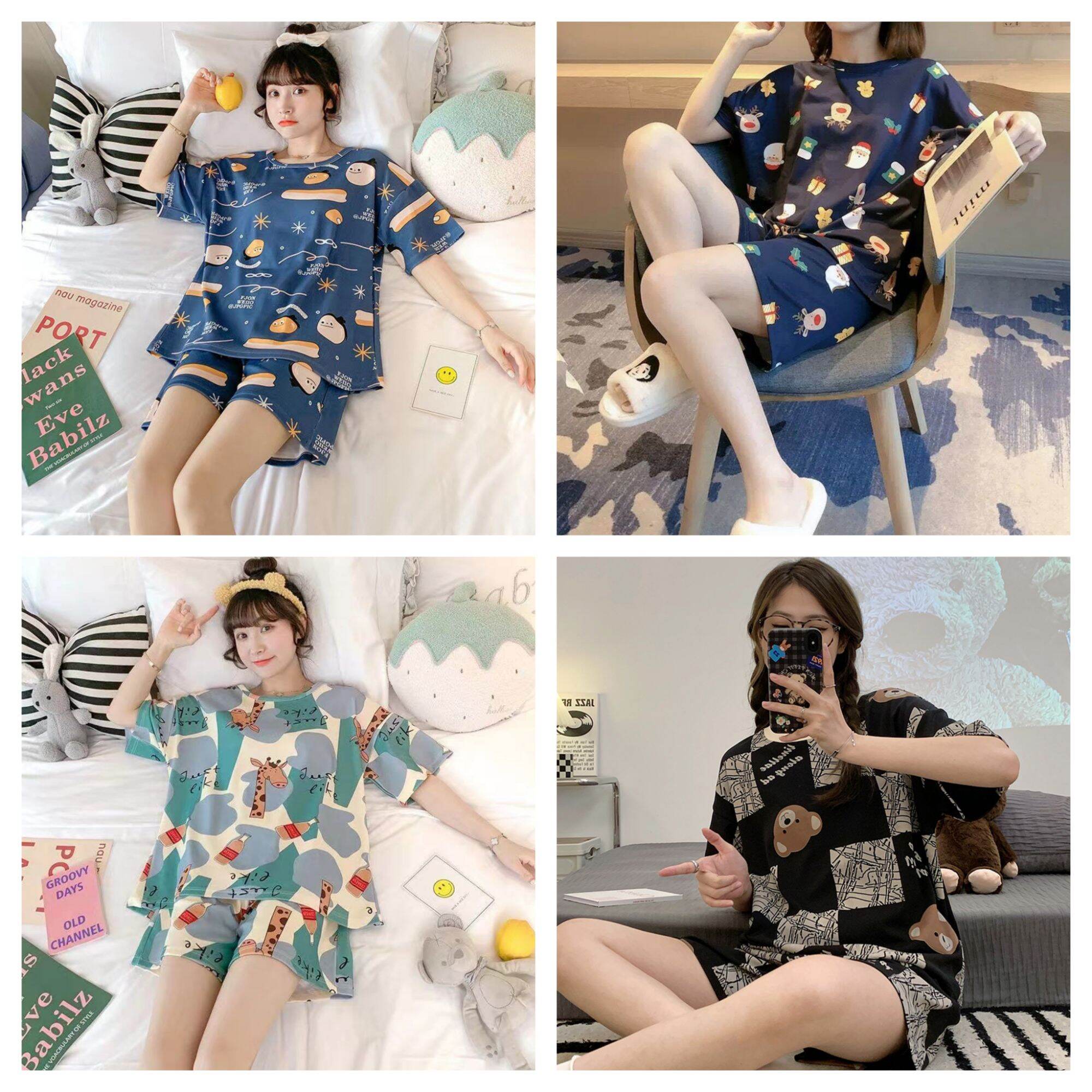 <Size 40kg-70kg> Đồ Bộ Đùi Nữ Mặc Nhà,Ra Đường Đều Được, đồ bộ thun lạnh co giãn mềm m