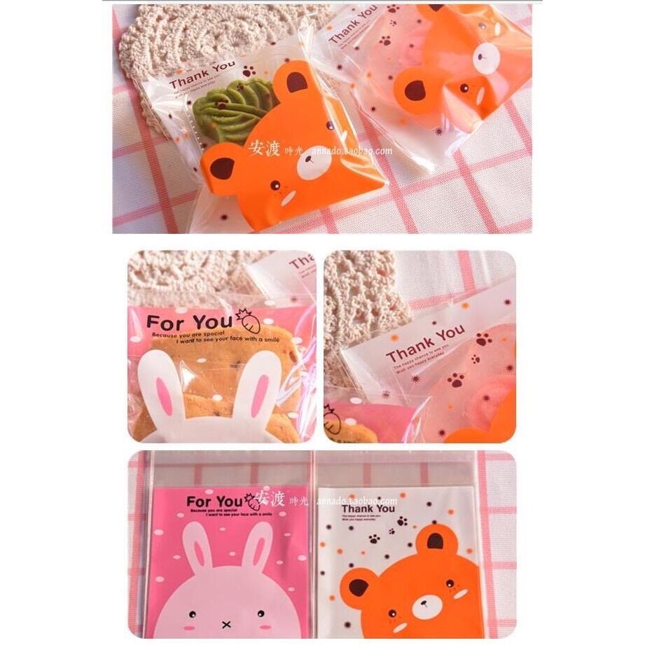 [HCM]Set 50 túi kiếng đựng bánh cookie quà tặng gấu/ thỏ 10 x 10 cm