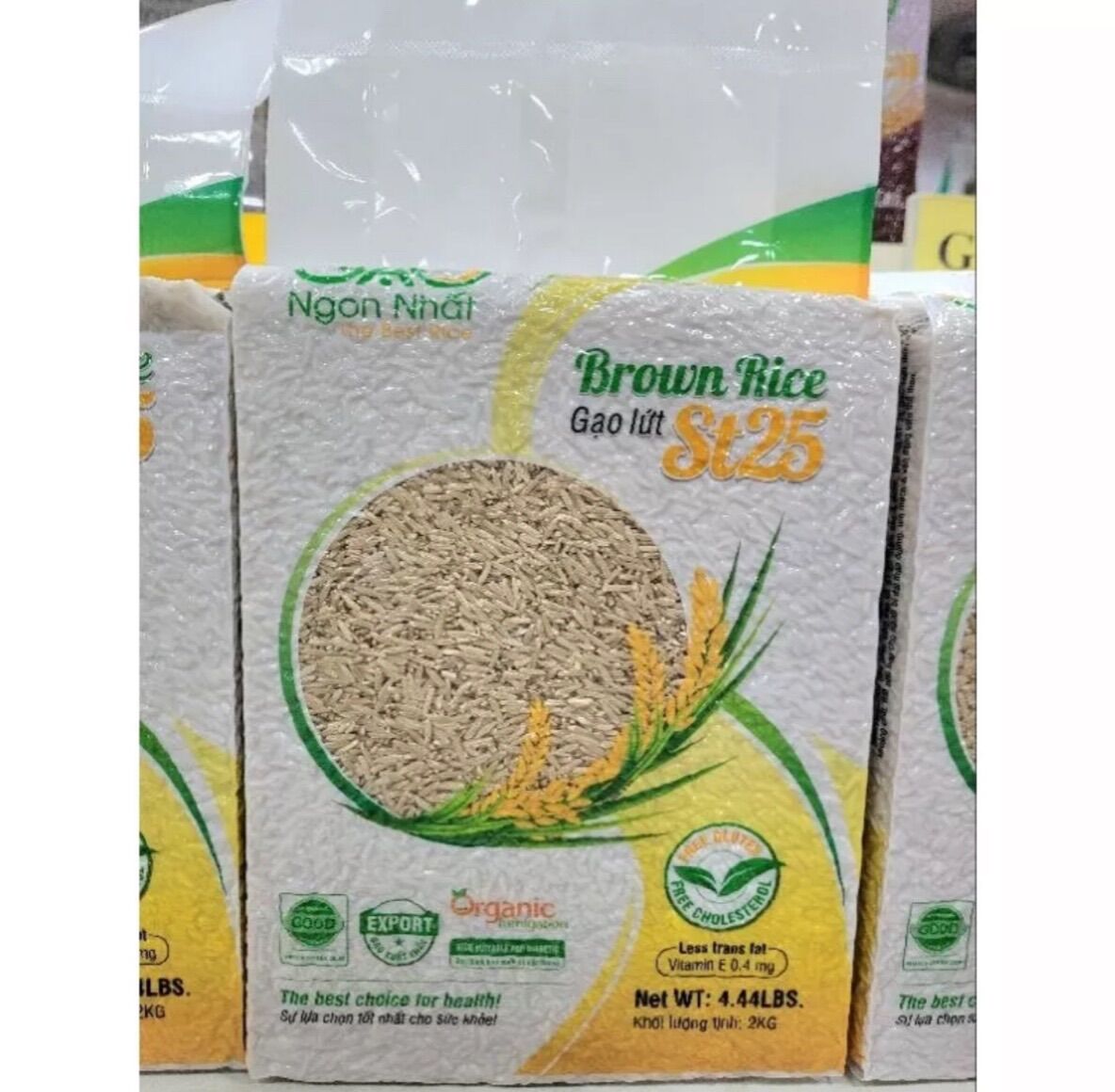 Gạo St25 xát dối, nguyên cám hữu cơ xuất khẩu - túi 2kg