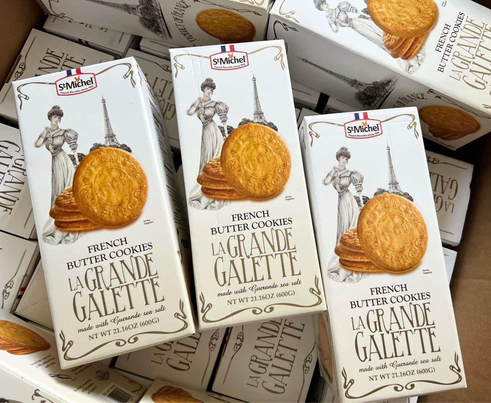 Date 5.2024  3 hộp Bánh quy bơ Pháp St Michel La Grand Galette 600g được