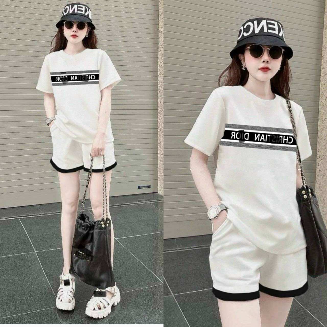 SÉT BỘ SHORT THUN COTTON PHỐI LOGO IN CAO CẤP