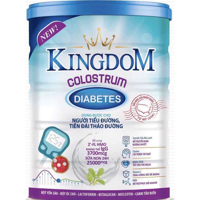 TẶNG 6 HŨ YẾN 15% - sữa bột Kingdom colostrum 24H Diabetes 900g