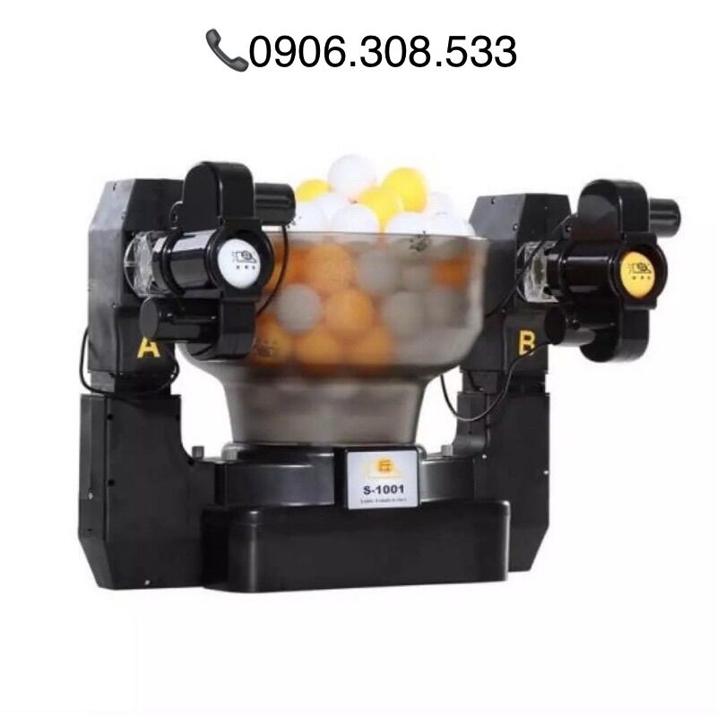 Máy bắn bóng bàn Huipang S1001 hai nòng Tặng kèm lưới và 100 quả bóng tập