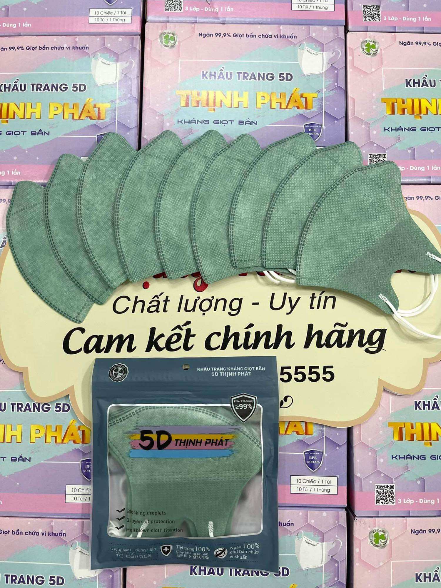 Túi 10 cái Khẩu trang 5D Thịnh Phát chuẩn
