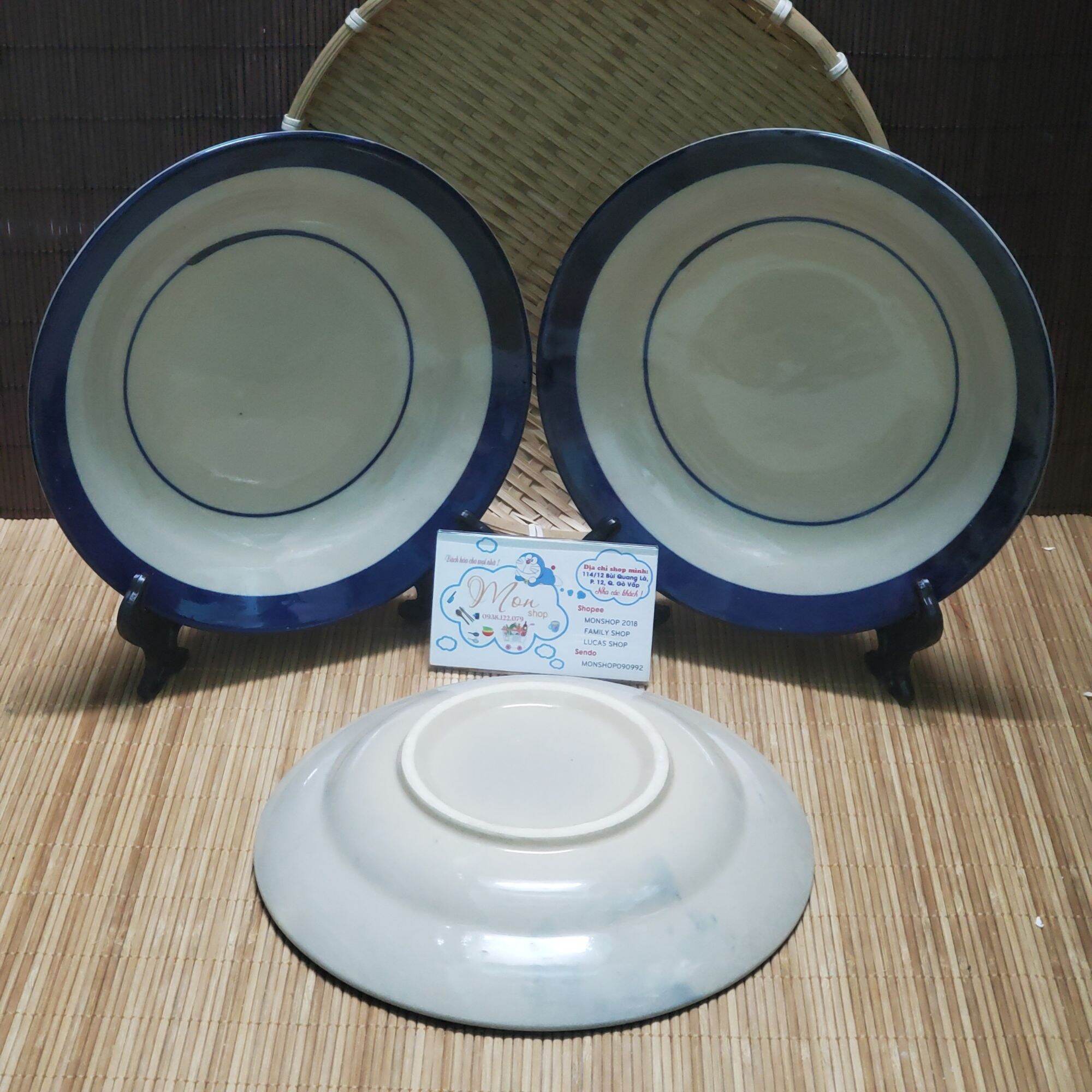 [Freeshipmax]COMBO 2c DĨA XƯA THỦ CÔNG NHỎ 15CM MẪU SỌC XANH