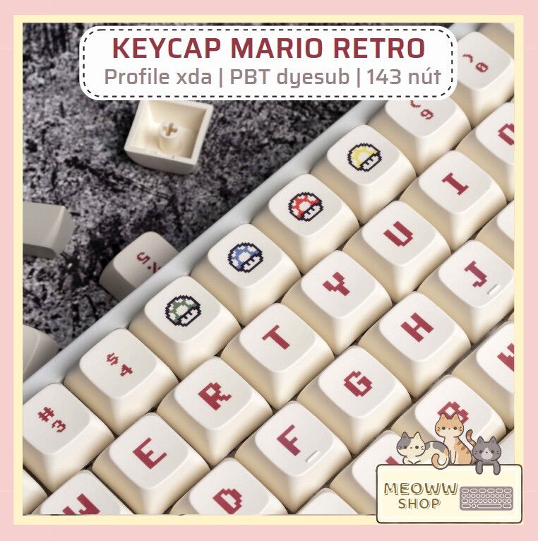 Keycap Mario retro profile xda cho bàn phím cơ
