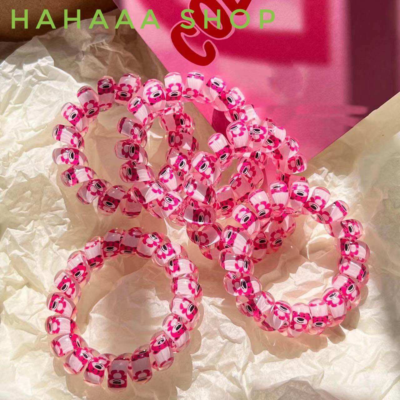 Dây Cột tóc lò xo gấu dâu lotso, gấu hồng bền đẹp 1 cái
