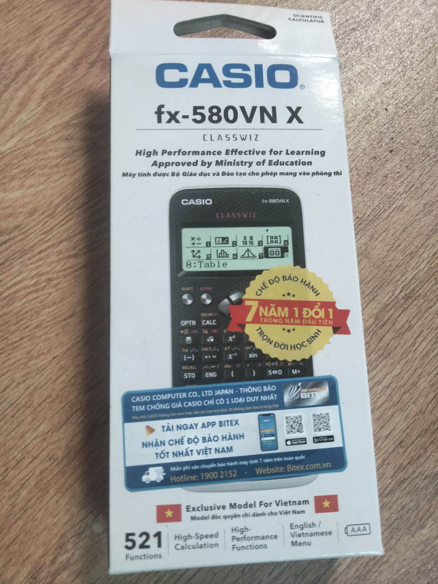 Casio fx580 VN X- hàng có tem truy xuất.
