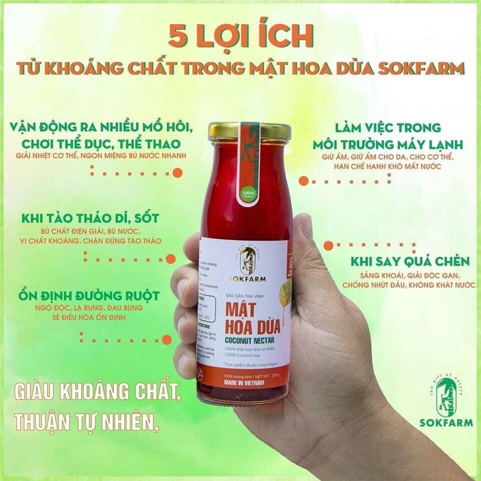 Mật Hoa Dừa Sokfarm - Đặc Sản Trà Vinh (Chai 65gr)