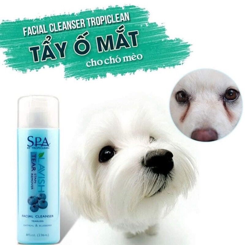 Facial cleanser tropiclean tẩy ố khoé mắt cho chó mèo