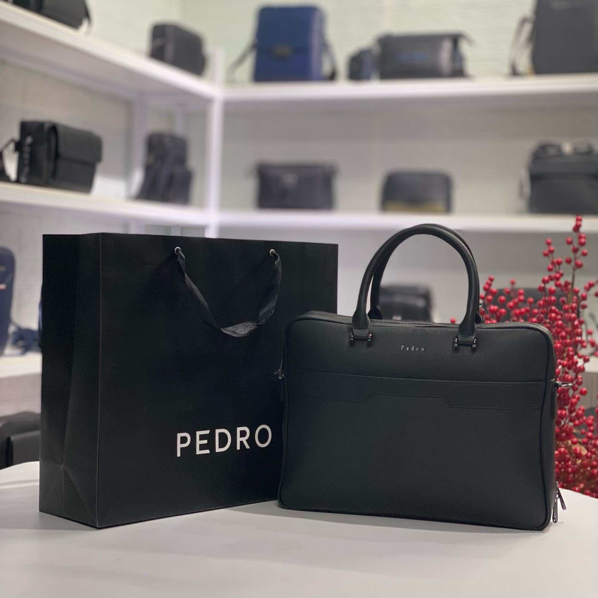 Cặp xách nam công sở Pedr đựng laptop đi làm văn phòng lịch lãm sang trọng kèm dây đeo chéo