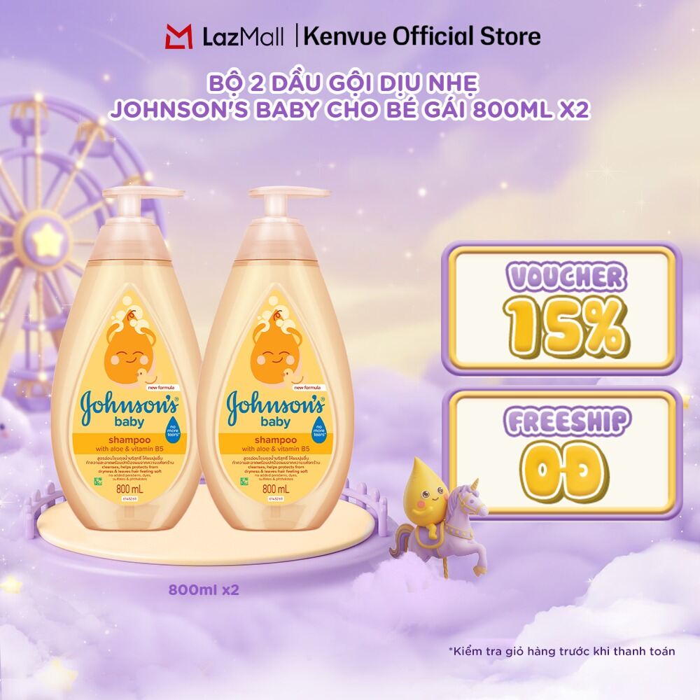 Combo 2 Dầu Gội Johnson's Dịu nhẹ Cho Bé Gái - Dung tích 800mlx2