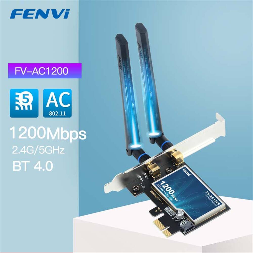 Fenvi 1200Mbps Không Dây Wifi Thẻ Pcie Adapter FV-AC1200 Dual Band 2.4Ghz/5Ghz 802.11ac Cho Bluetooth4.0 Wifi Adapter Win7/10/11 Giá 300,200 Đồng*Miễn phí vận chuyển