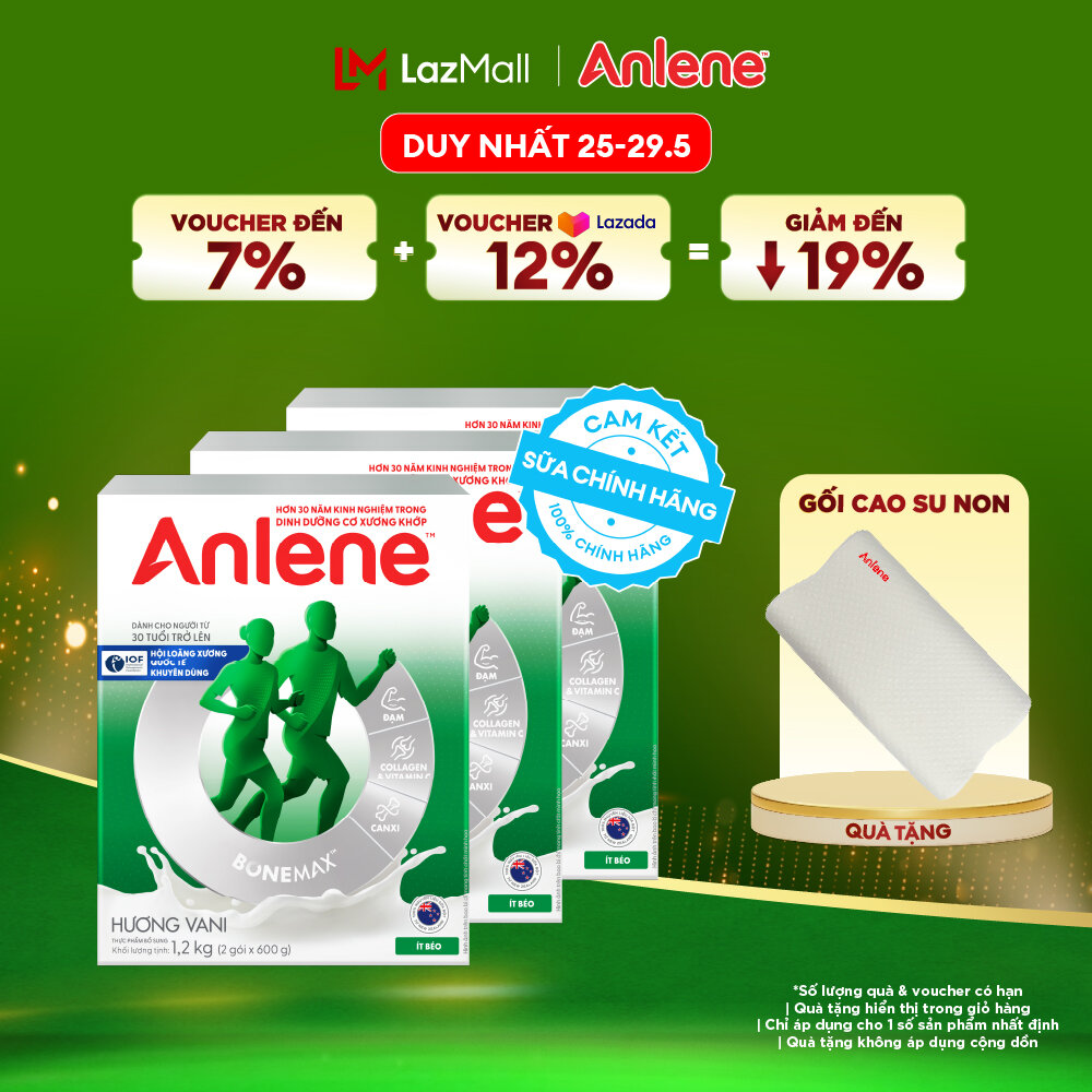 [Voucher giảm đến 26%]Combo 3 Sữa Bột Anlene Hương Vani 1.2Kg