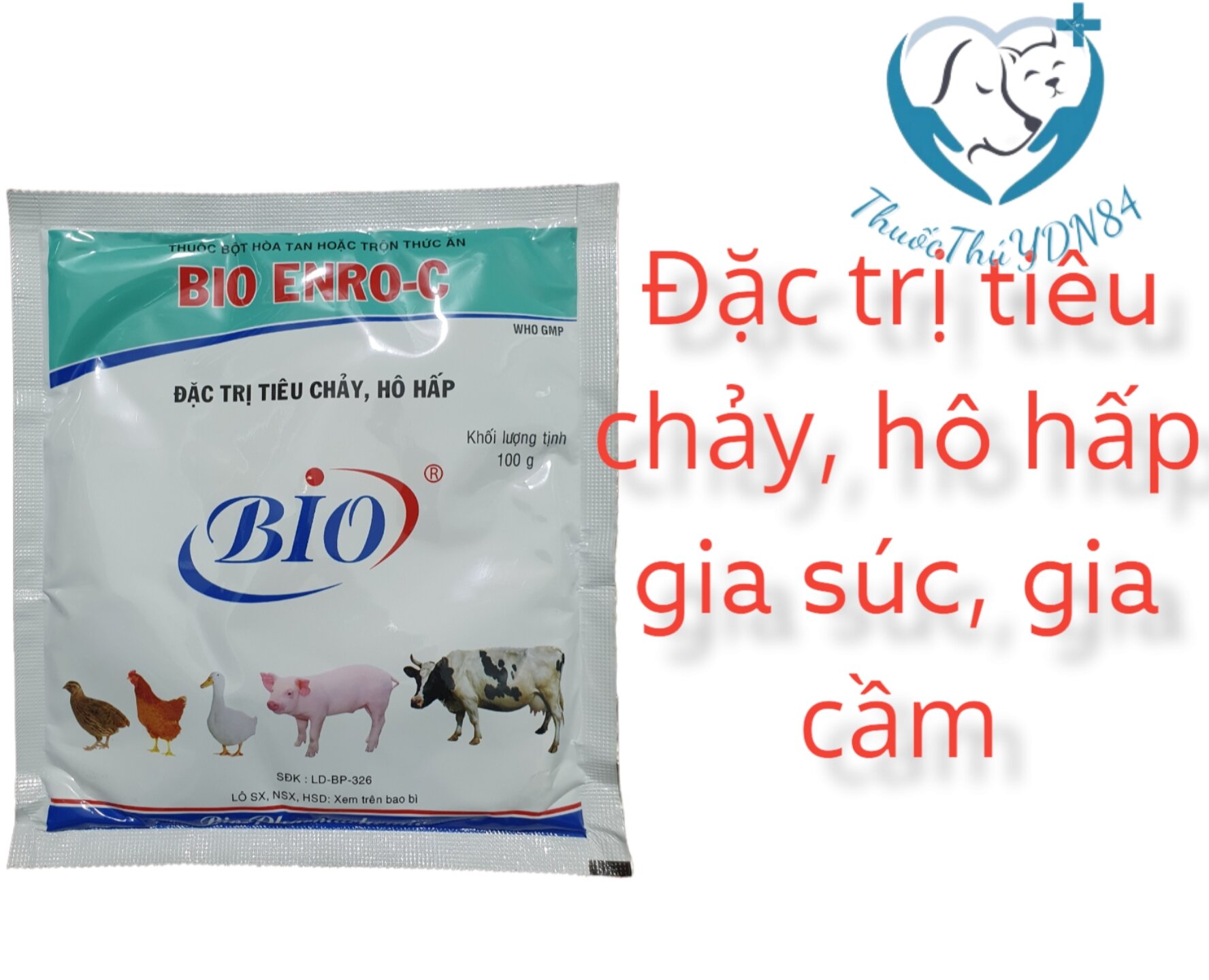 Bio enro c gói 100g hô hấp, tiêu chảy heo gà vịt