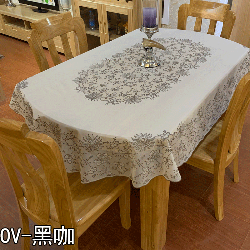 Khăn trải bàn pvc lót bàn ăn hình bầu dục khăn bàn trà không cần giặt chống nóng chống dầu chống nước khăn trải bàn mạ vàng khăn trải bàn tròn
