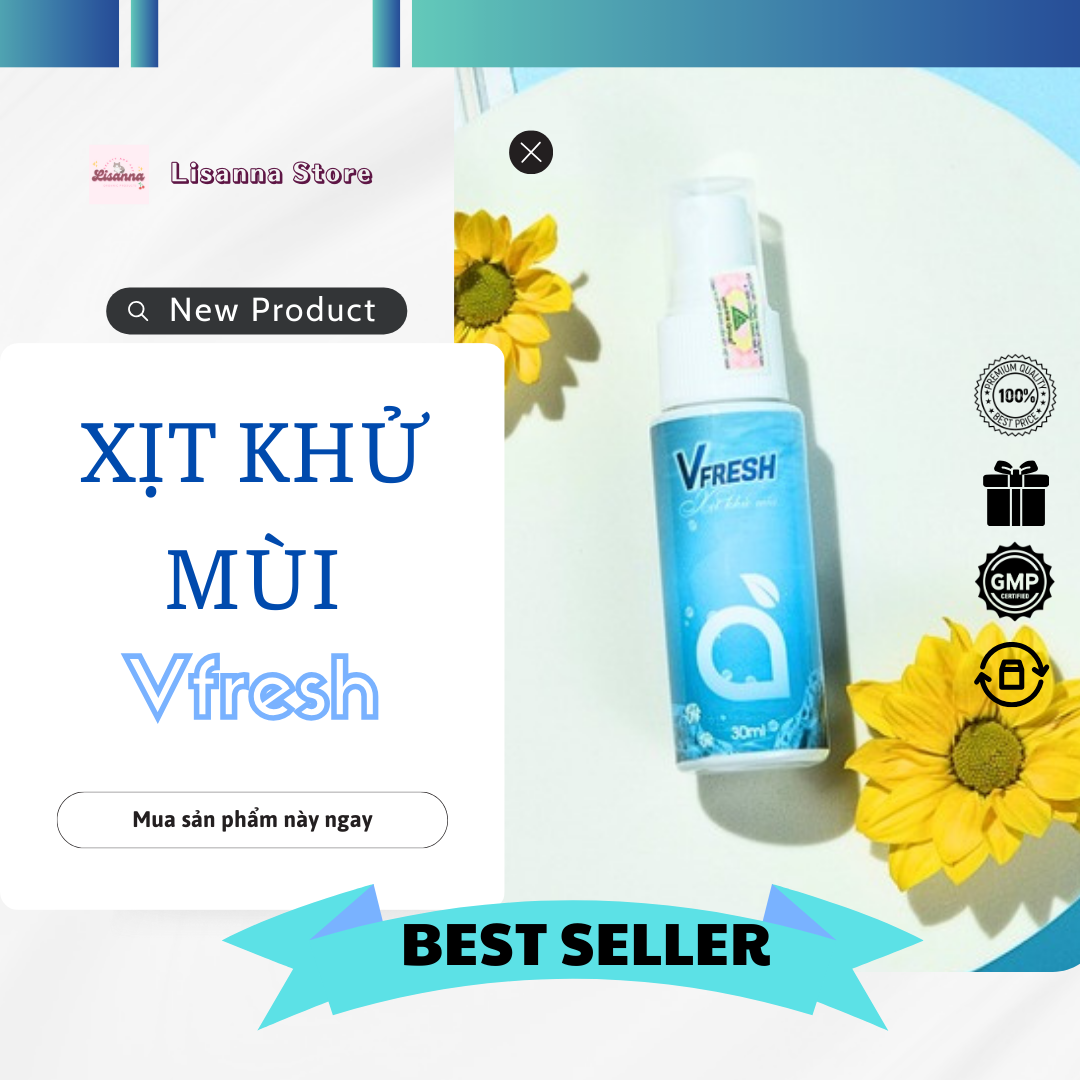 [Mua 2 tặng 1] Xịt khử mùi Organic Vfresh 30ml hỗ trợ khử mùi cơ thể, quần áo, giày dép, giảm mồ hôi