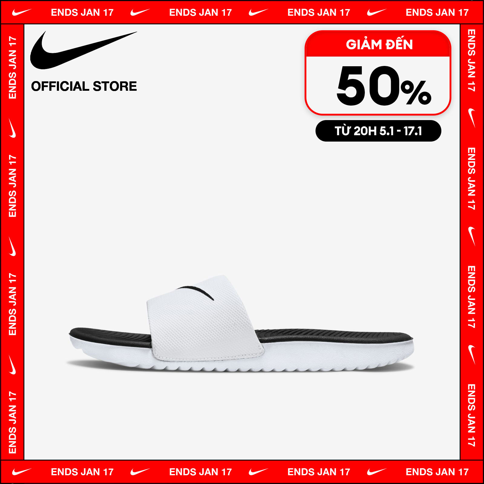 [TỪ 15-17.1 I VOUCHER 35%] Dép Quai Ngang Nike Kids' Kawa Little/Big Kids' Grade School (Boys') Slides - White