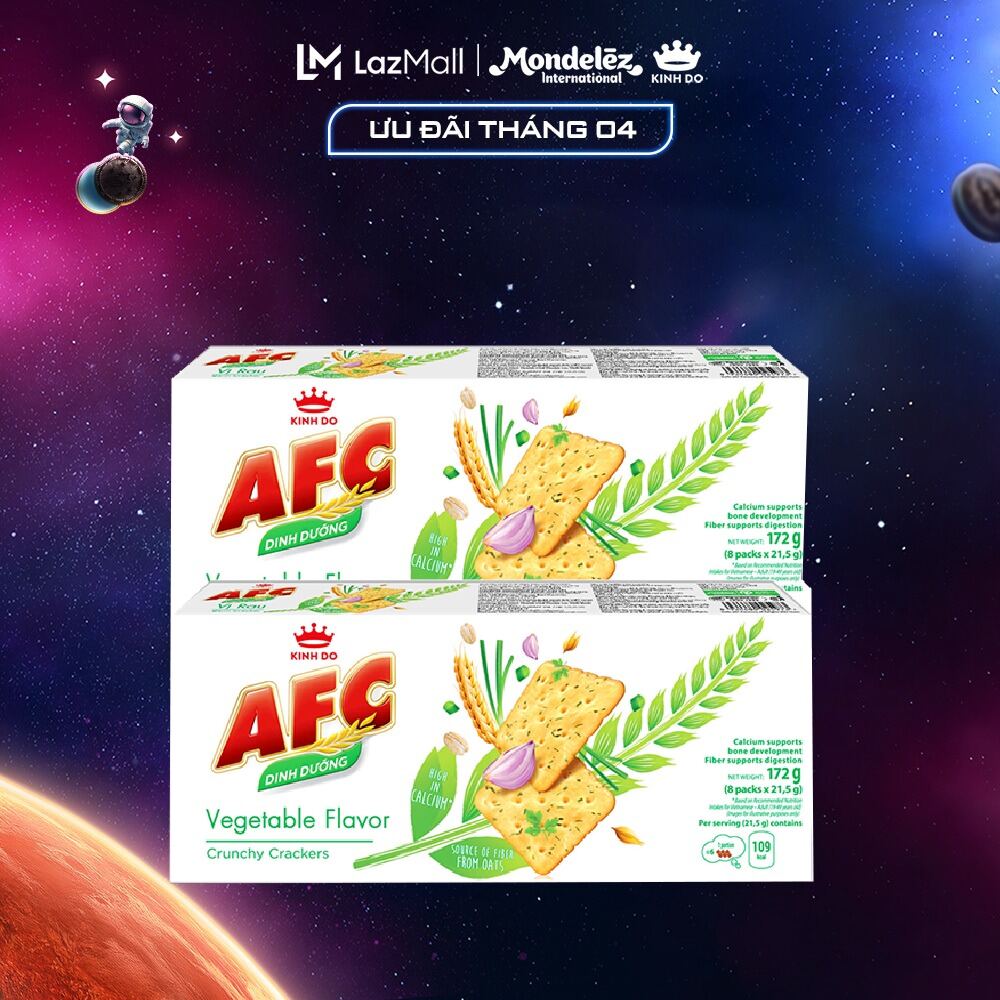 Bánh Cracker Dinh Dưỡng AFC Vị Rau, Combo 2 Hộp X 172G