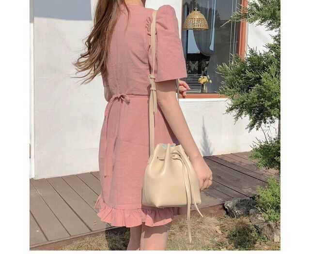 ⭐️Đầm Cổ V Phối Bèo Thắt Nơ