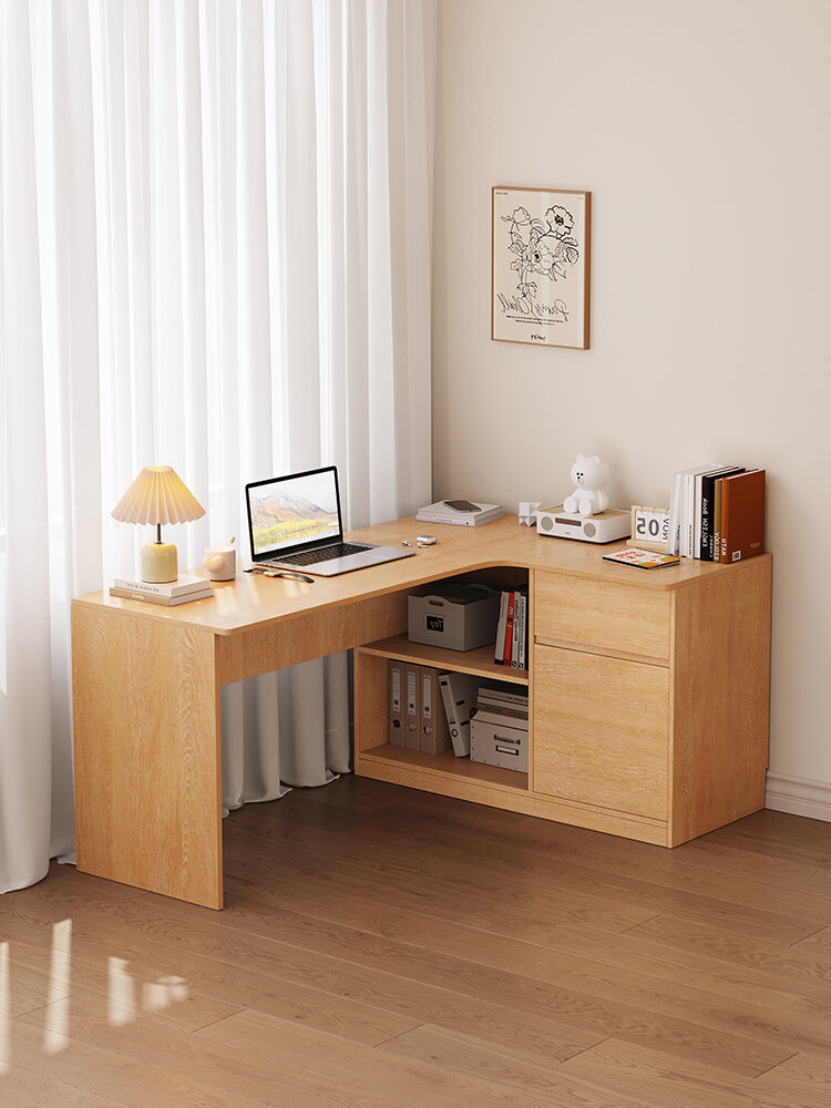 HAISHANGYUNJU | Real Wood L Shaped Computer Desk With Bookshelf Giá 22,625,000 Đồng*Miễn phí vận chuyển
