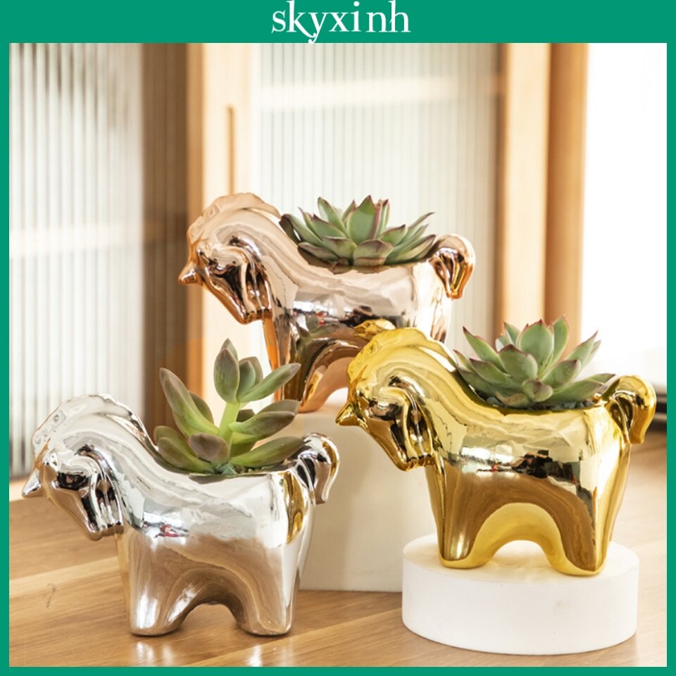 [HCM]Chậu trồng cây sen đá xương rồng mini cute mạ điện