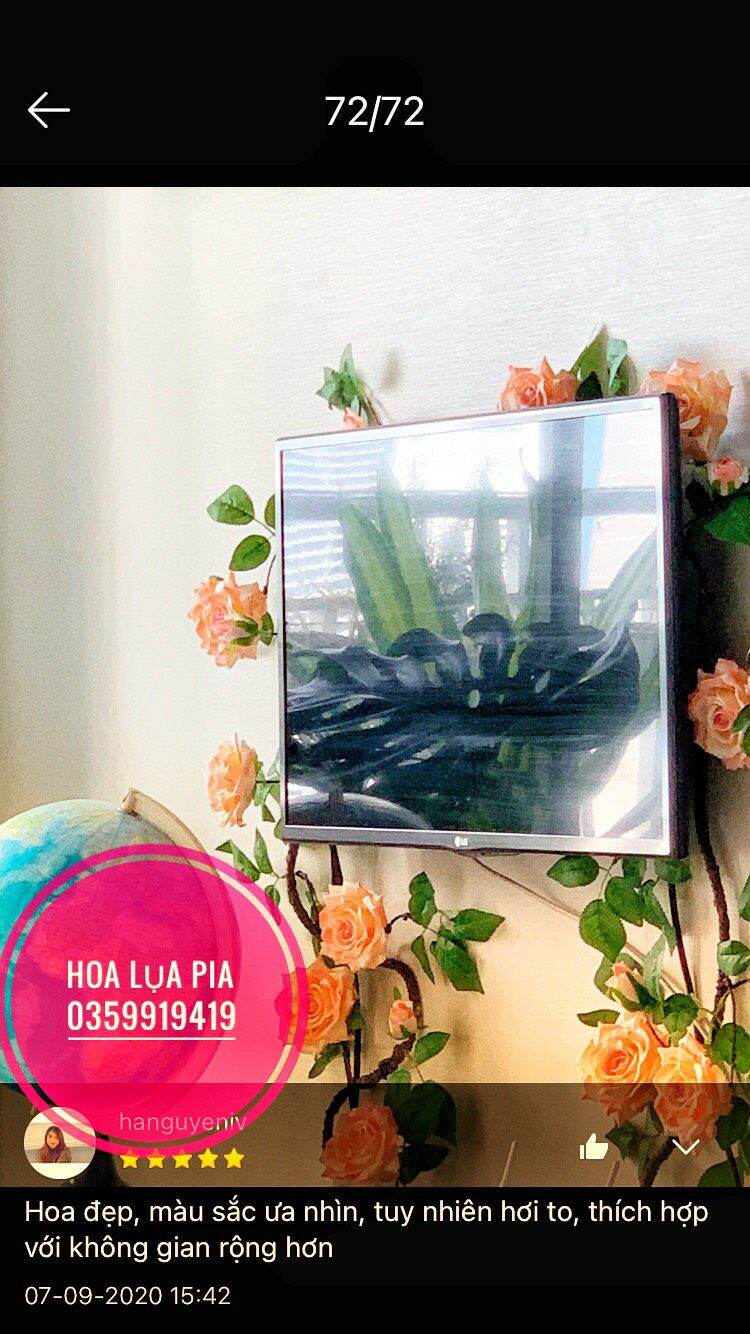 Dây Hồng Leo trang trí Thân Cổ 3M- Hoa Lụa
