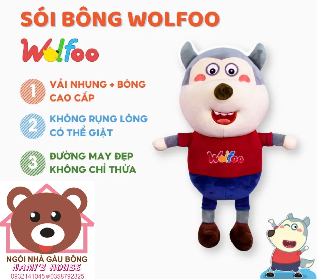 Gấu Bông Sói Wolfoo Thú Bông Wolfoo hoạt hình