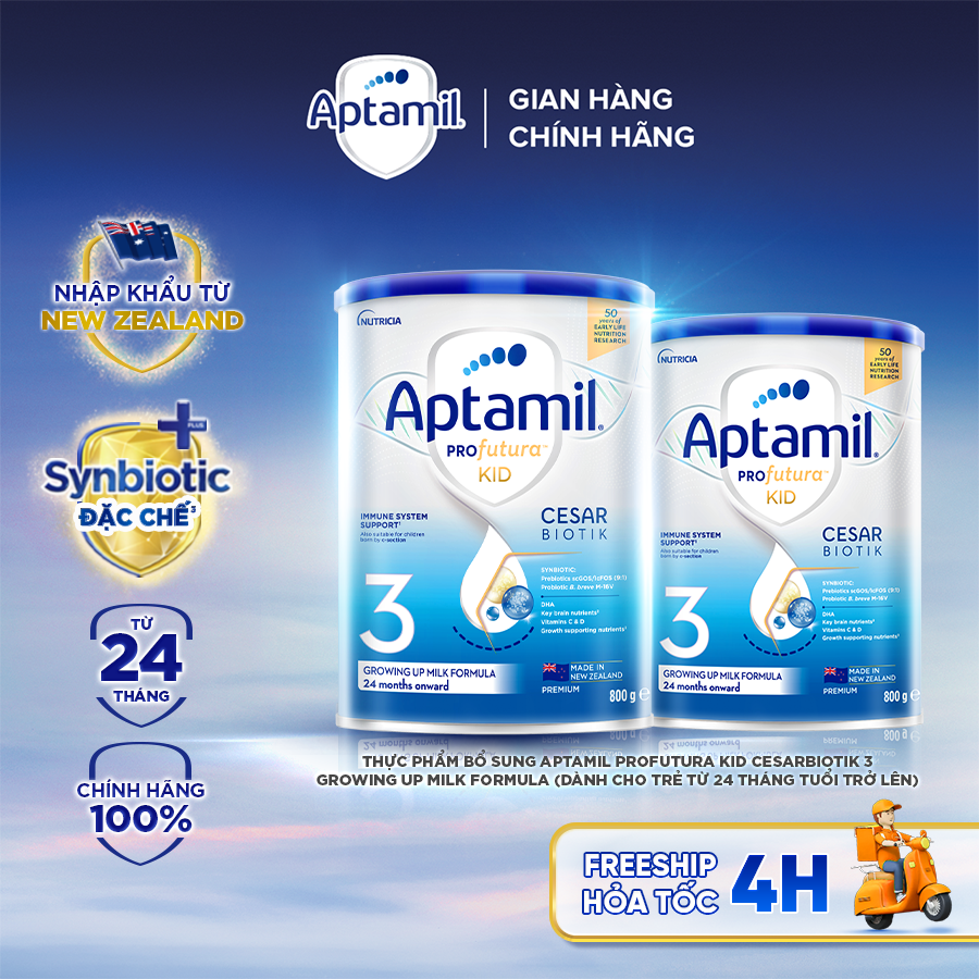 [MUA LÀ CÓ QUÀ] CB 2 Sữa bột Aptamil Profutura Kid Cesarbiotik New Zealand số 3 - Synbiotic độc quyền dành cho bé từ 2 đến 6 tuổi