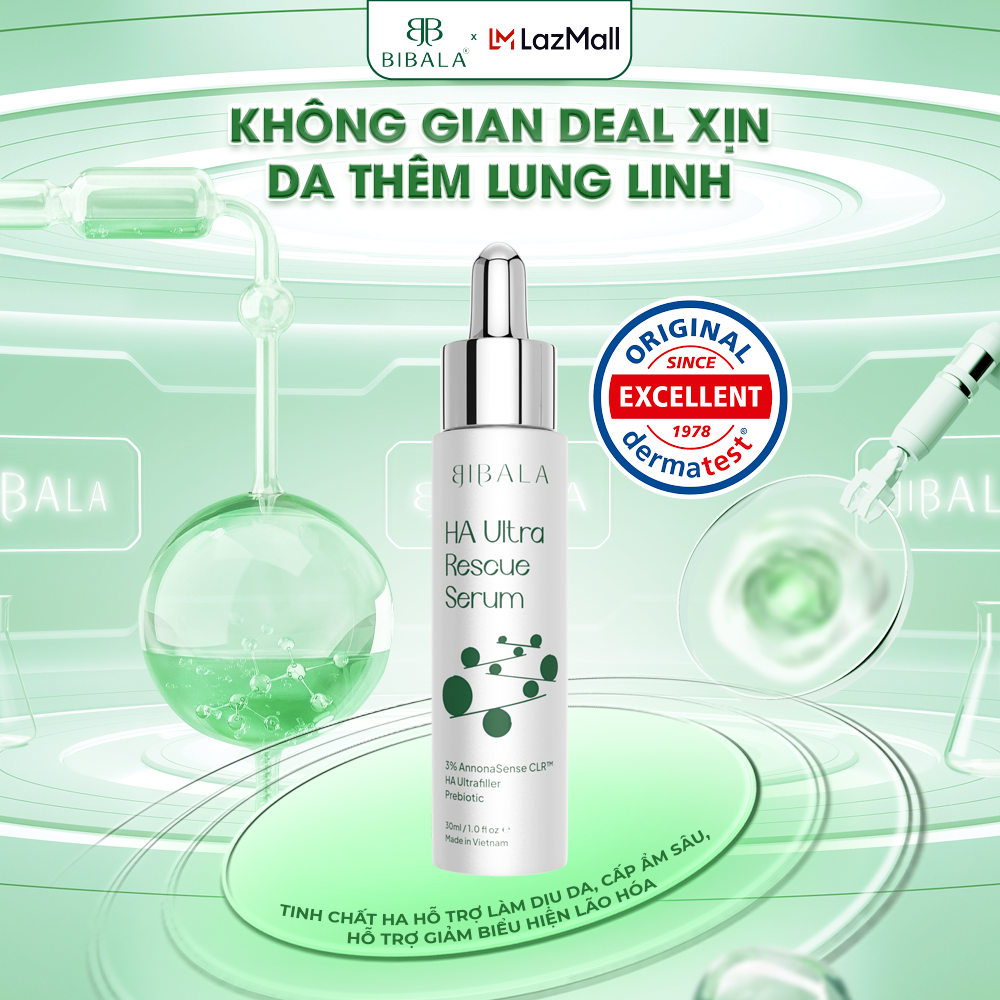 Tinh chất Hyaluronic Acid giảm viêm ngứa cấp ẩm sâu ngăn ngừa lão hóa - HA ULTRA RESCUE SERUM 30ML BIBALA
