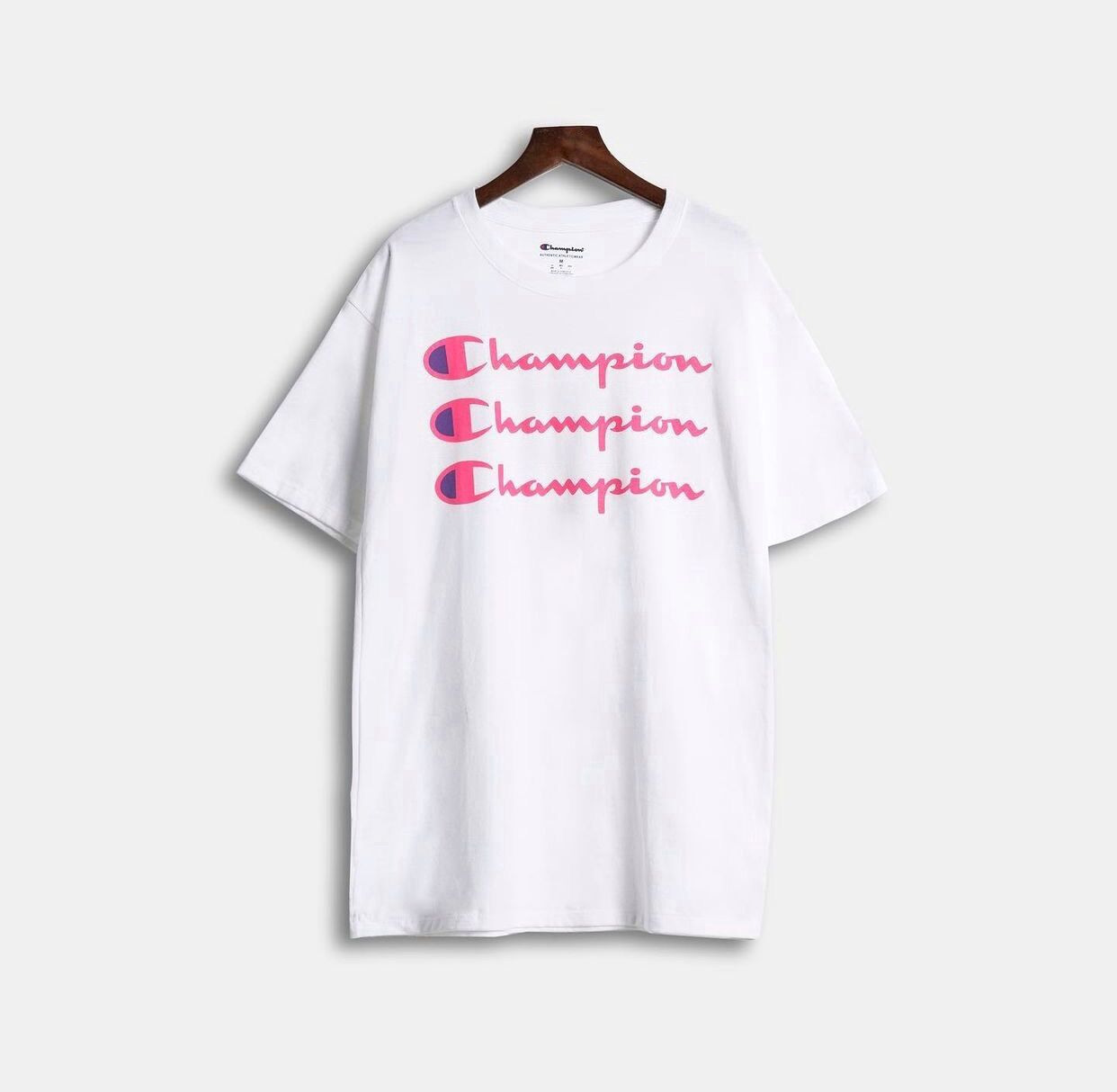 Áo thun tay ngắn cổ tròn CHAMPION chính hãng Cotton cao cấp cho nam nữ áo phông unisex ngắn tay trẻ trung CHAMPION tshirt Stacked Logo nhập khẩu Mỹ