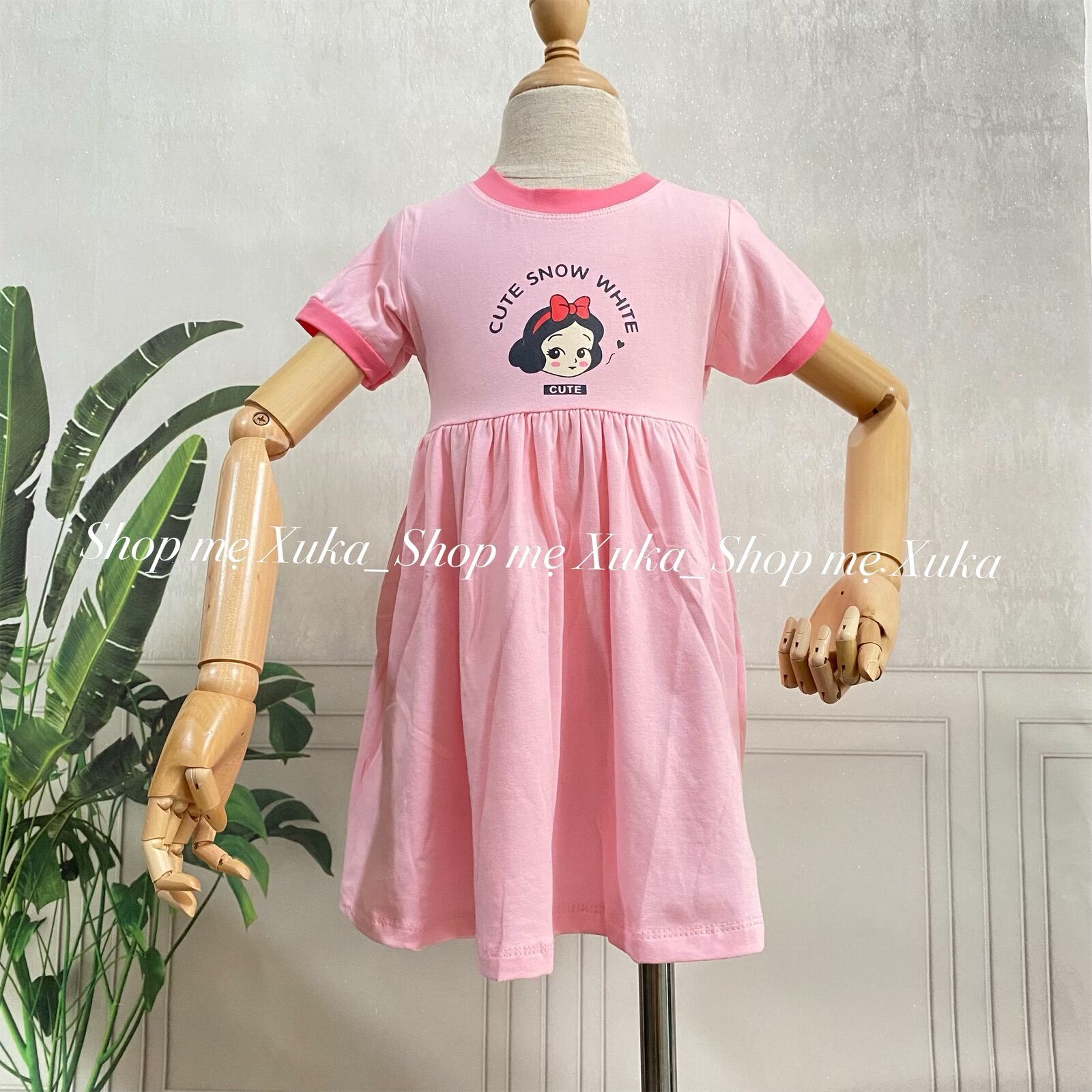 Váy cotton dáng xoè bé gái