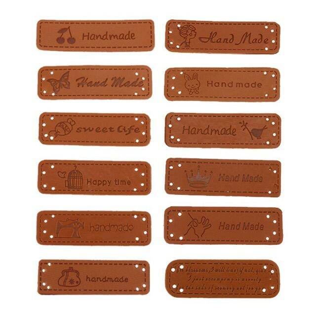 Set 2 Tag mạc da in chữ Handmade, phụ kiện trang trí