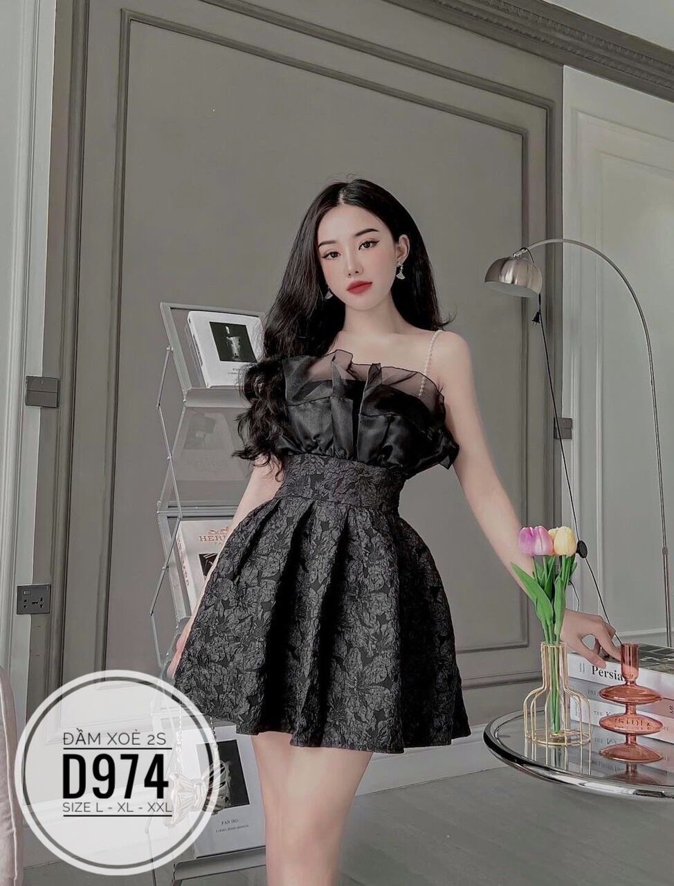 [Ảnh thật] 60-90KG BIGSIZE ĐẦM TIỆC XOÈ 2S D974