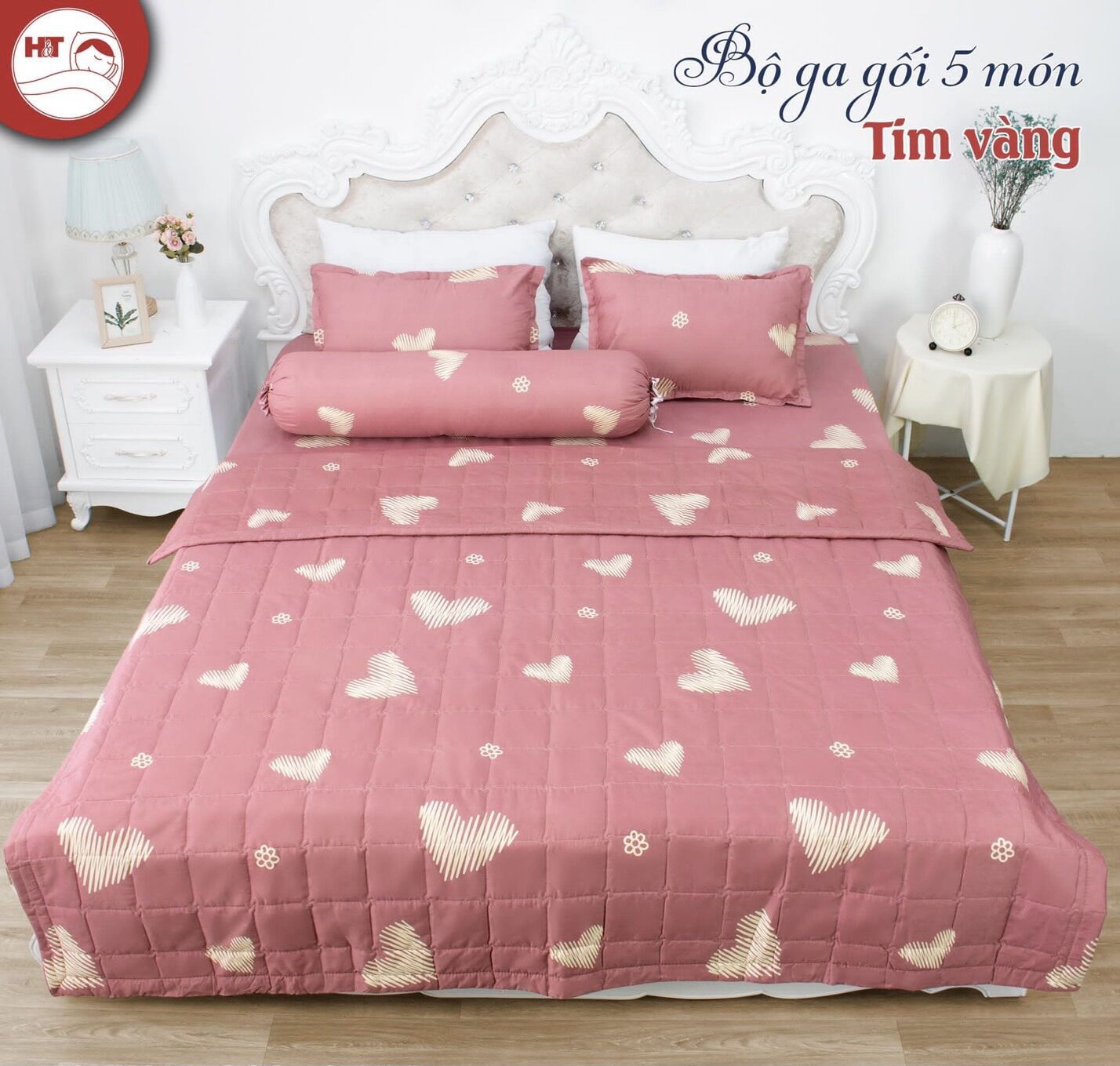Ga gối Poly cao cấp ga giường và 2 vỏ gối cotton poly hàng loại 1