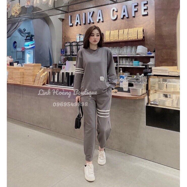 Sét thom cổ tròn gồm áo sweater và quần bom