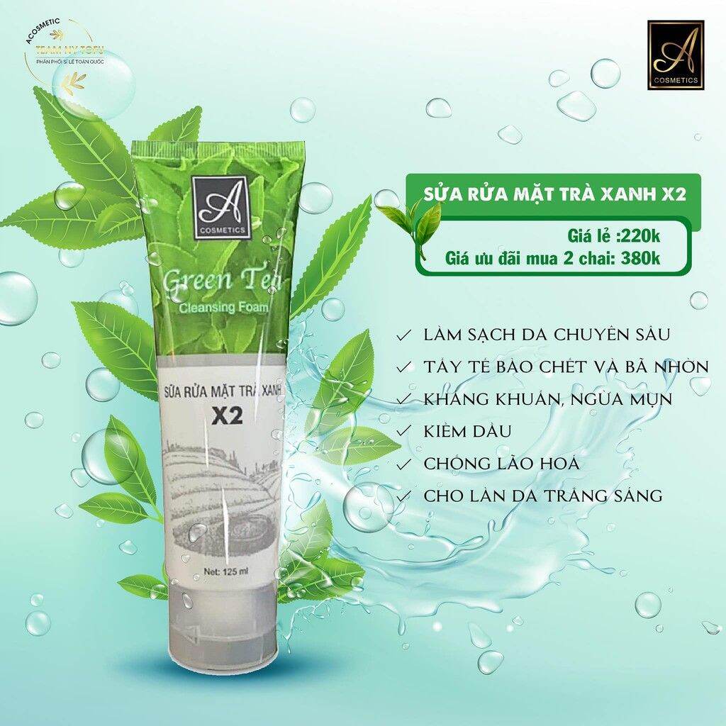 [HCM]sữa rửa mặt trà xanh X2