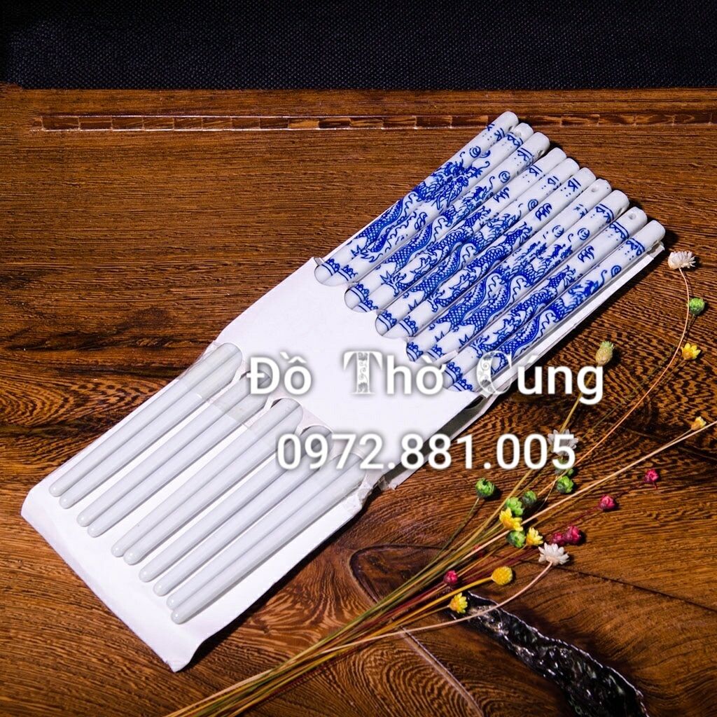 Đũa sứ thờ men lam